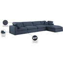 Meridian Comfy Navy Linen Textured Fabric Modular Sectional IMAGE 16
