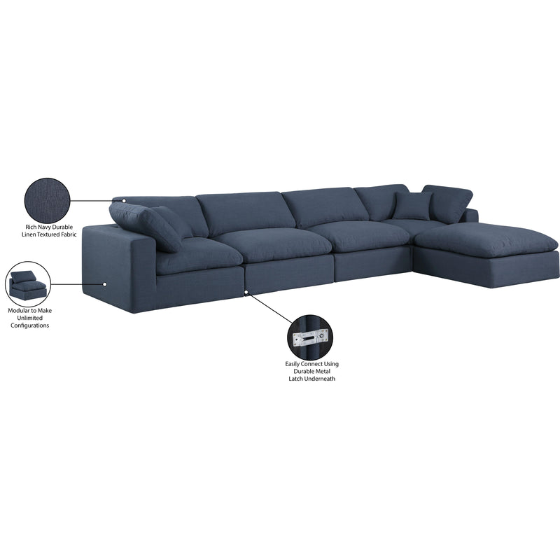 Meridian Comfy Navy Linen Textured Fabric Modular Sectional IMAGE 16