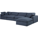 Meridian Comfy Navy Linen Textured Fabric Modular Sectional IMAGE 2
