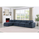 Meridian Comfy Navy Linen Textured Fabric Modular Sectional IMAGE 3