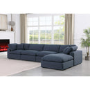 Meridian Comfy Navy Linen Textured Fabric Modular Sectional IMAGE 4