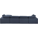 Meridian Comfy Navy Linen Textured Fabric Modular Sectional IMAGE 5