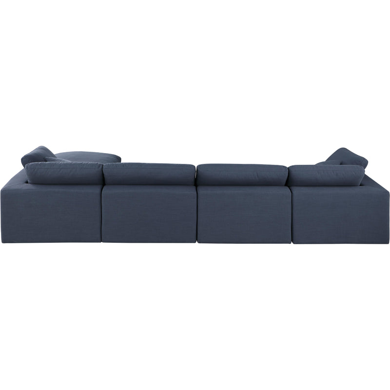 Meridian Comfy Navy Linen Textured Fabric Modular Sectional IMAGE 5