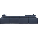 Meridian Comfy Navy Linen Textured Fabric Modular Sectional IMAGE 6