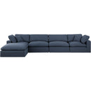 Meridian Comfy Navy Linen Textured Fabric Modular Sectional IMAGE 7