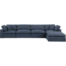 Meridian Comfy Navy Linen Textured Fabric Modular Sectional IMAGE 8