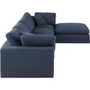 Meridian Comfy Navy Linen Textured Fabric Modular Sectional IMAGE 9