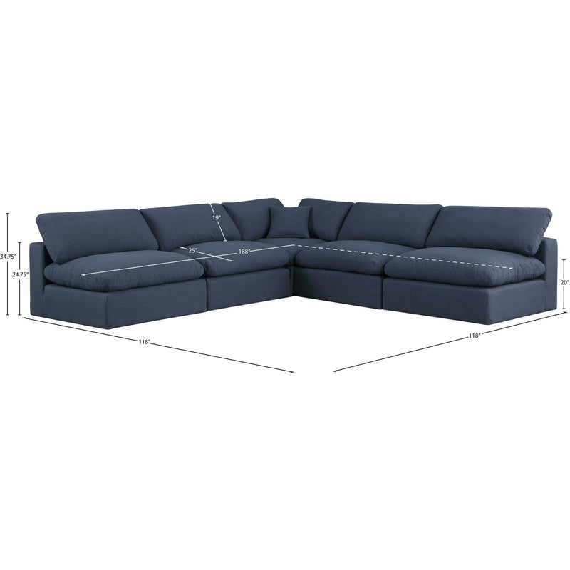 Meridian Comfy Navy Linen Textured Fabric Modular Sectional IMAGE 10