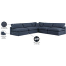 Meridian Comfy Navy Linen Textured Fabric Modular Sectional IMAGE 11