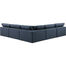 Meridian Comfy Navy Linen Textured Fabric Modular Sectional IMAGE 3
