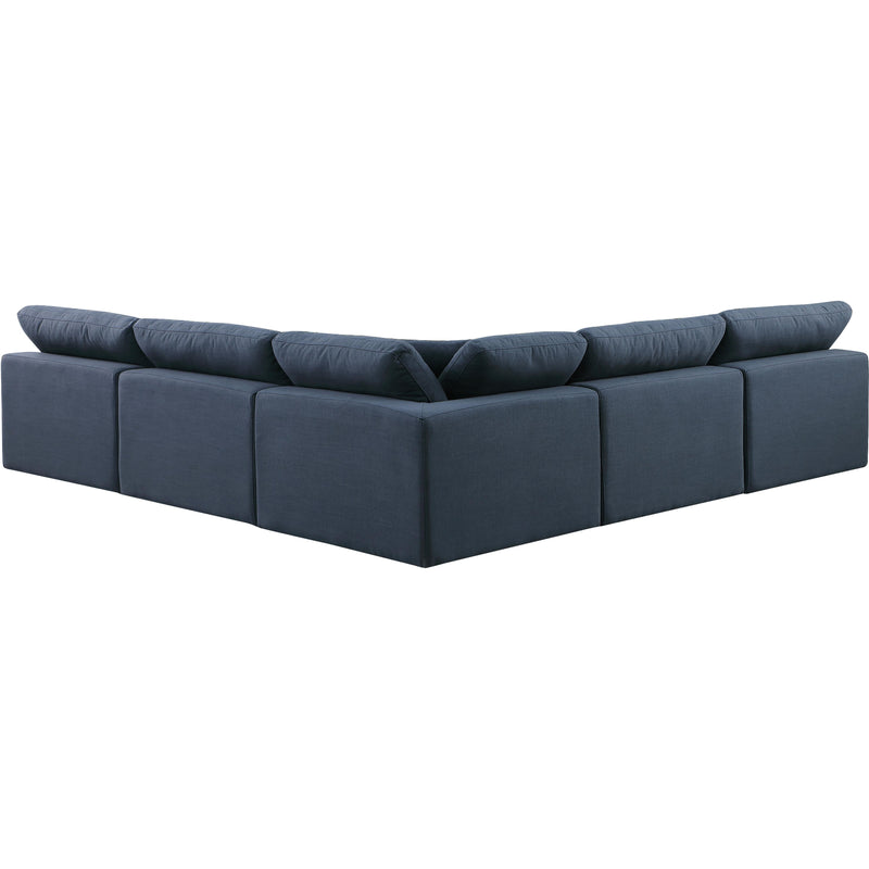 Meridian Comfy Navy Linen Textured Fabric Modular Sectional IMAGE 3