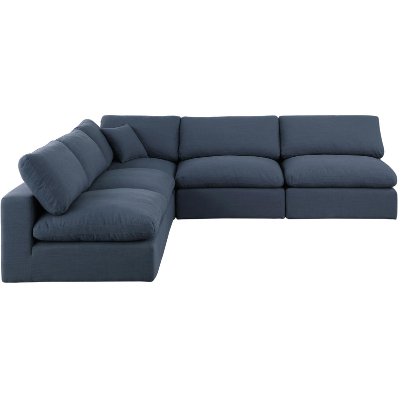 Meridian Comfy Navy Linen Textured Fabric Modular Sectional IMAGE 4