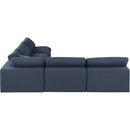 Meridian Comfy Navy Linen Textured Fabric Modular Sectional IMAGE 5