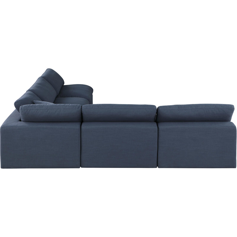 Meridian Comfy Navy Linen Textured Fabric Modular Sectional IMAGE 5