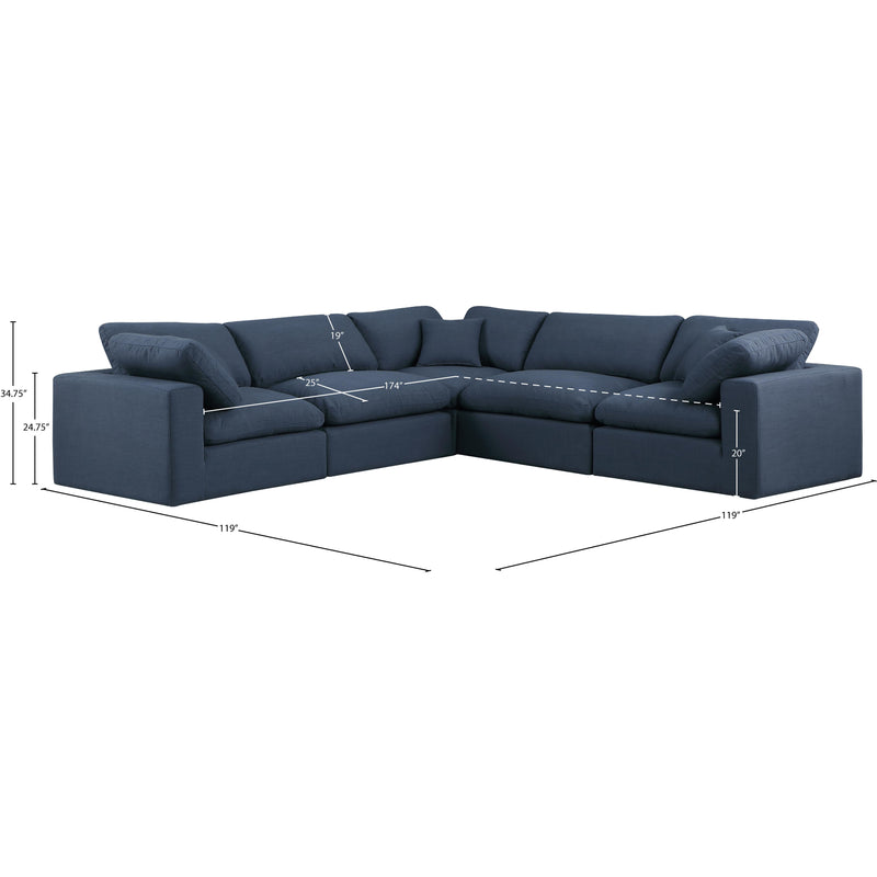 Meridian Comfy Navy Linen Textured Fabric Modular Sectional IMAGE 10