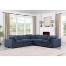 Meridian Comfy Navy Linen Textured Fabric Modular Sectional IMAGE 2