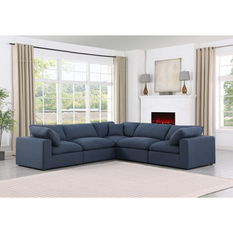 Meridian Comfy Navy Linen Textured Fabric Modular Sectional IMAGE 2