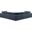 Meridian Comfy Navy Linen Textured Fabric Modular Sectional IMAGE 3