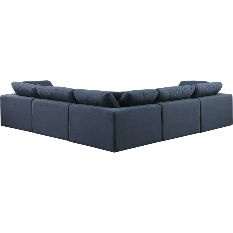 Meridian Comfy Navy Linen Textured Fabric Modular Sectional IMAGE 3