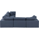 Meridian Comfy Navy Linen Textured Fabric Modular Sectional IMAGE 5