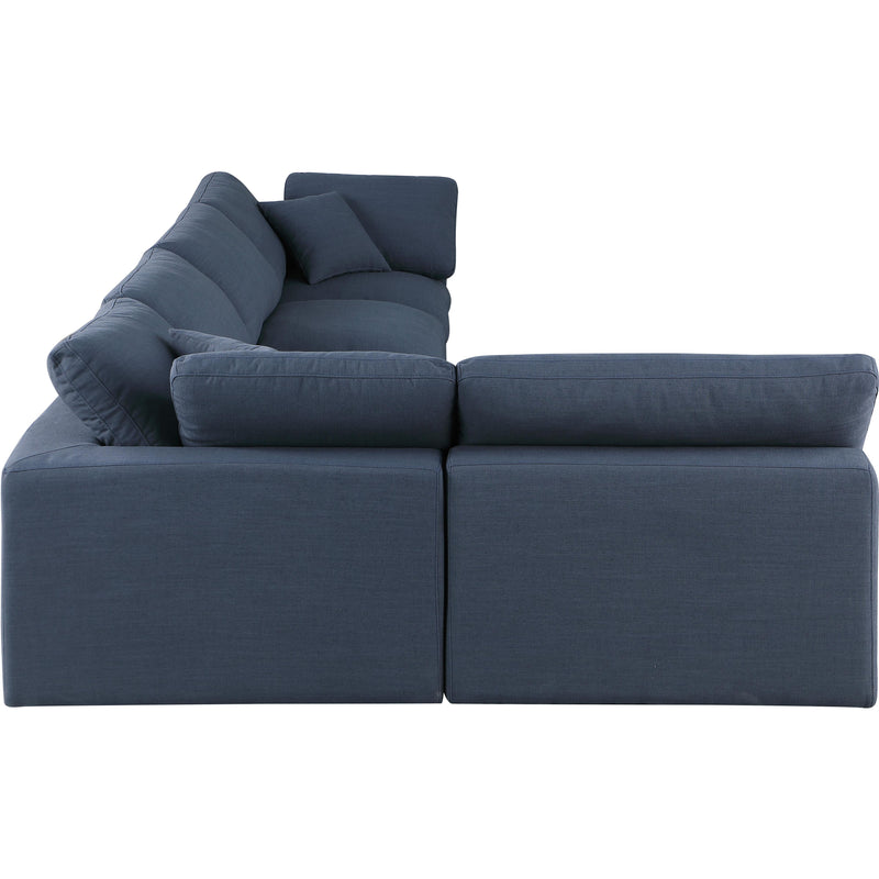 Meridian Comfy Navy Linen Textured Fabric Modular Sectional IMAGE 10