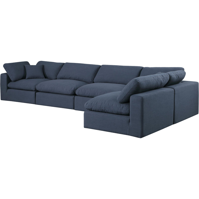 Meridian Comfy Navy Linen Textured Fabric Modular Sectional IMAGE 2