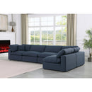 Meridian Comfy Navy Linen Textured Fabric Modular Sectional IMAGE 4