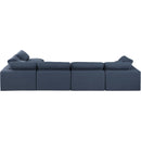 Meridian Comfy Navy Linen Textured Fabric Modular Sectional IMAGE 5