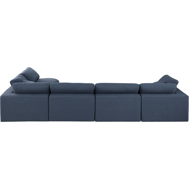 Meridian Comfy Navy Linen Textured Fabric Modular Sectional IMAGE 5