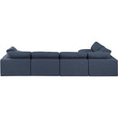 Meridian Comfy Navy Linen Textured Fabric Modular Sectional IMAGE 6