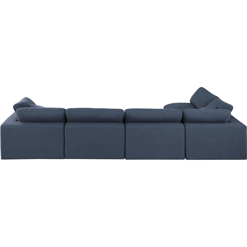 Meridian Comfy Navy Linen Textured Fabric Modular Sectional IMAGE 6