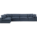 Meridian Comfy Navy Linen Textured Fabric Modular Sectional IMAGE 7