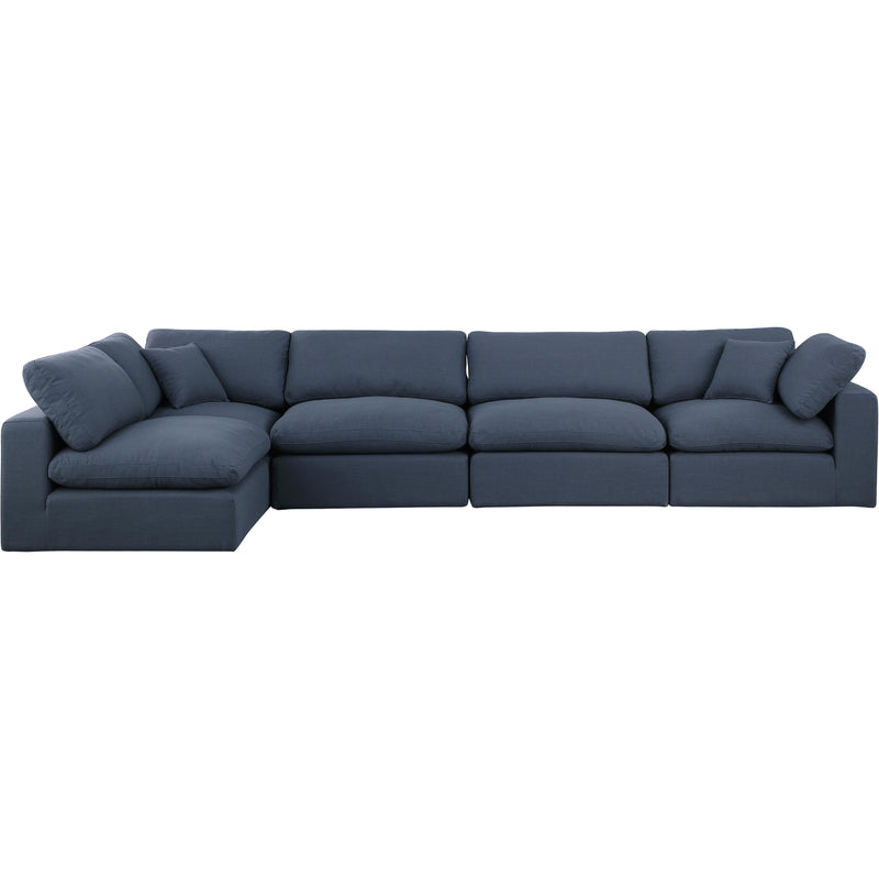 Meridian Comfy Navy Linen Textured Fabric Modular Sectional IMAGE 7