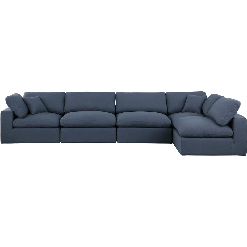 Meridian Comfy Navy Linen Textured Fabric Modular Sectional IMAGE 8