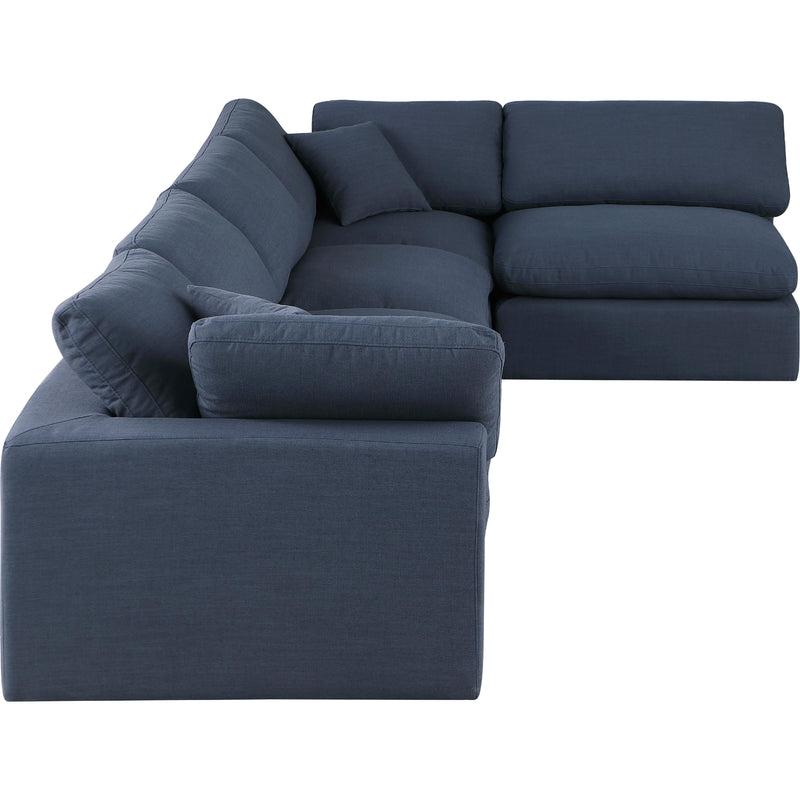 Meridian Comfy Navy Linen Textured Fabric Modular Sectional IMAGE 9