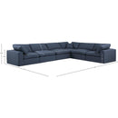 Meridian Comfy Navy Linen Textured Fabric Modular Sectional IMAGE 10