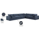 Meridian Comfy Navy Linen Textured Fabric Modular Sectional IMAGE 11