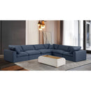 Meridian Comfy Navy Linen Textured Fabric Modular Sectional IMAGE 2