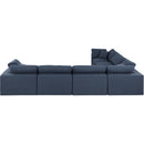 Meridian Comfy Navy Linen Textured Fabric Modular Sectional IMAGE 3