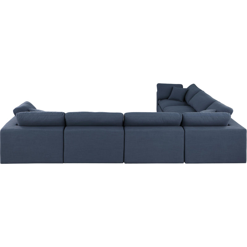 Meridian Comfy Navy Linen Textured Fabric Modular Sectional IMAGE 3