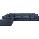 Meridian Comfy Navy Linen Textured Fabric Modular Sectional IMAGE 4
