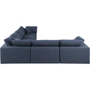 Meridian Comfy Navy Linen Textured Fabric Modular Sectional IMAGE 5