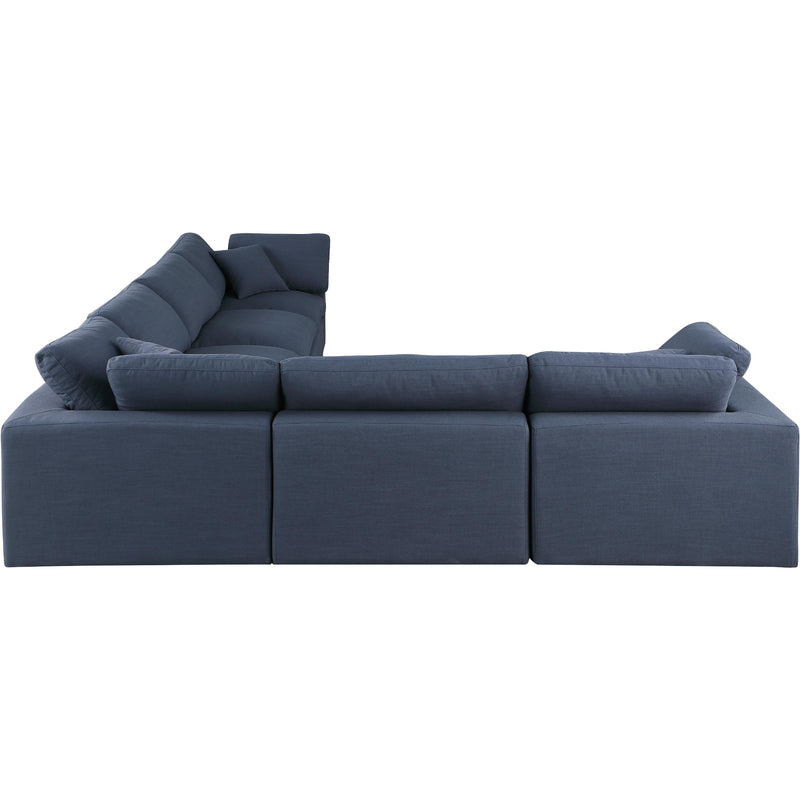 Meridian Comfy Navy Linen Textured Fabric Modular Sectional IMAGE 5