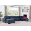 Meridian Comfy Navy Linen Textured Fabric Modular Sectional IMAGE 2