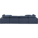 Meridian Comfy Navy Linen Textured Fabric Modular Sectional IMAGE 3