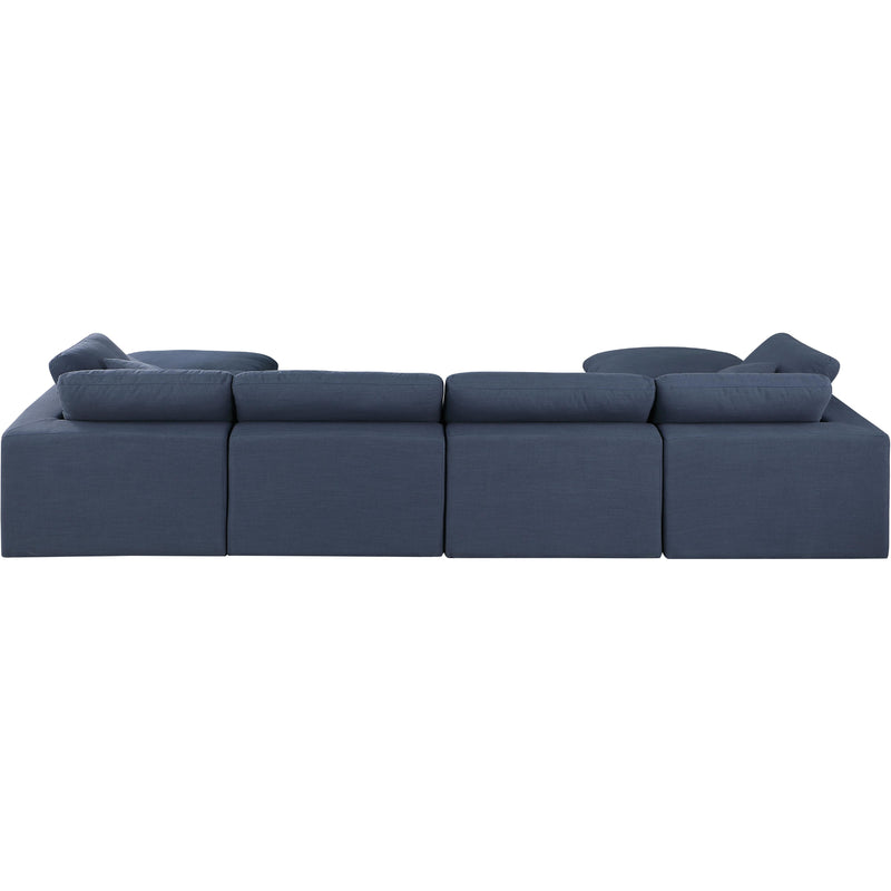 Meridian Comfy Navy Linen Textured Fabric Modular Sectional IMAGE 3