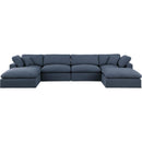 Meridian Comfy Navy Linen Textured Fabric Modular Sectional IMAGE 4
