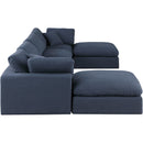 Meridian Comfy Navy Linen Textured Fabric Modular Sectional IMAGE 5