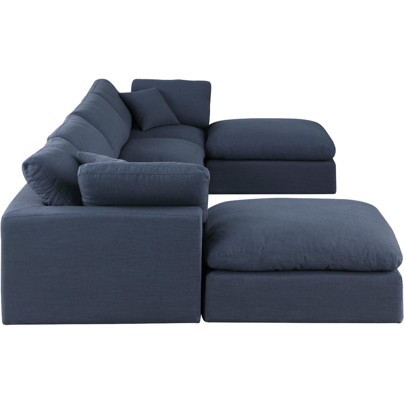 Meridian Comfy Navy Linen Textured Fabric Modular Sectional IMAGE 5