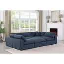 Meridian Comfy Navy Linen Textured Fabric Modular Sectional IMAGE 2